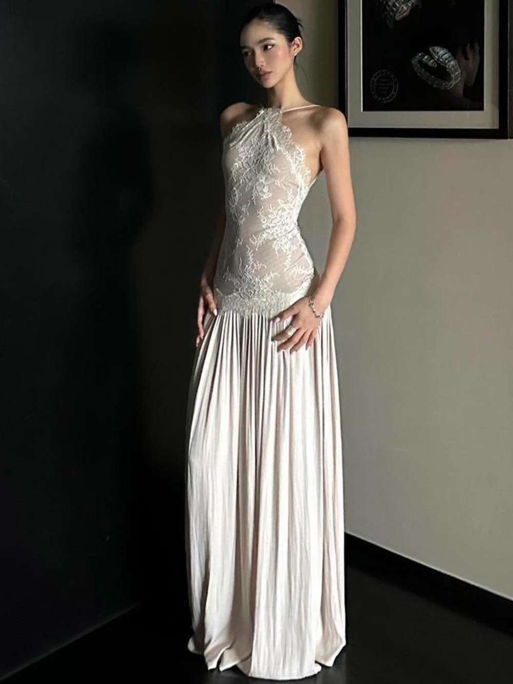 Rovente Cream lace maxi dress with open back Size S (US 2) - Picture 5 of 8